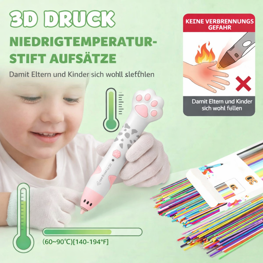 PCL Filament Nachfüllset für Kinder 3D Stifte – Niedrigtemperatur, ungiftig & geruchslos