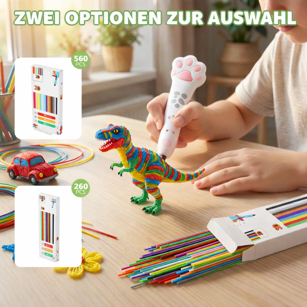 PCL Filament Nachfüllset für Kinder 3D Stifte – Niedrigtemperatur, ungiftig & geruchslos